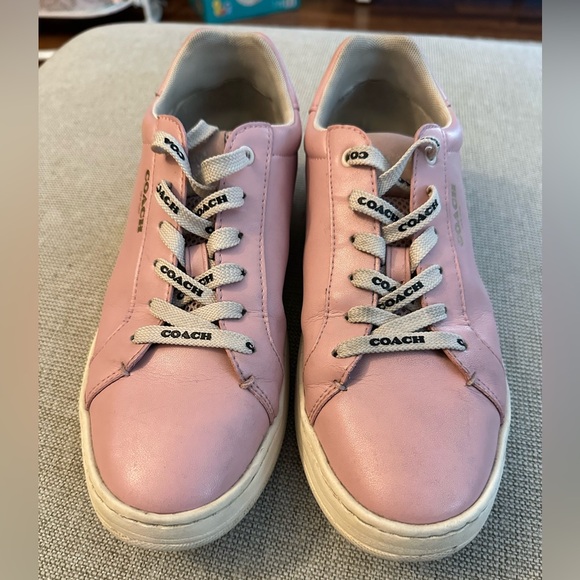 Coach Shoes - Coach Sneakers - Clip Leather Low Top Tennis Shoes Pink - Size 10